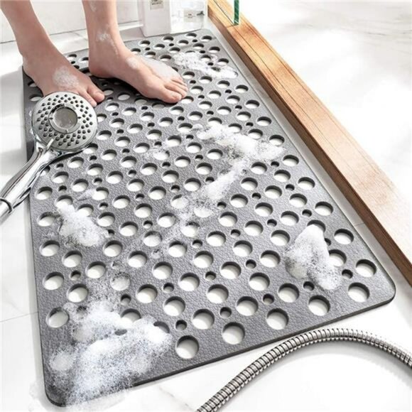 Non Slip Bath Mat for Shower Tub with Suction Cups Washable Gray 30x17 Inches - Picture 1 of 7